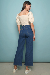 Hebe Cropped Linen Top Malt