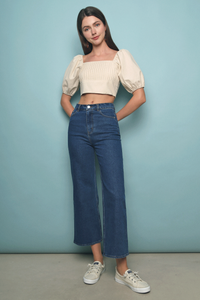 Hebe Cropped Linen Top Malt