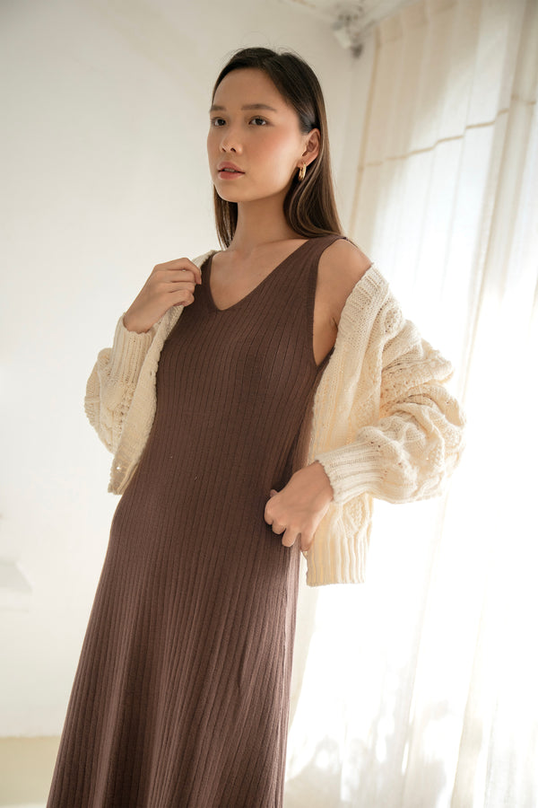 Gretel Cable Knit Cardigan Cream