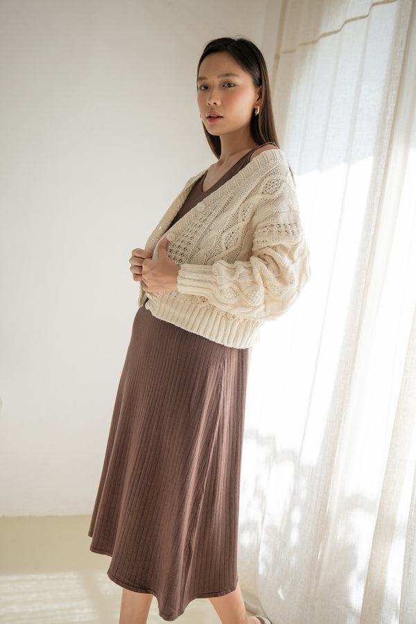 Gretel Cable Knit Cardigan Cream
