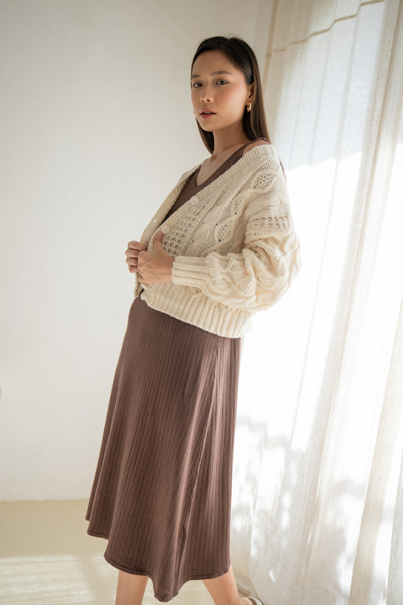 Gretel Cable Knit Cardigan Cream