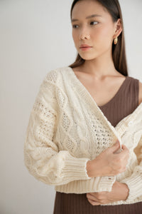 Gretel Cable Knit Cardigan Cream