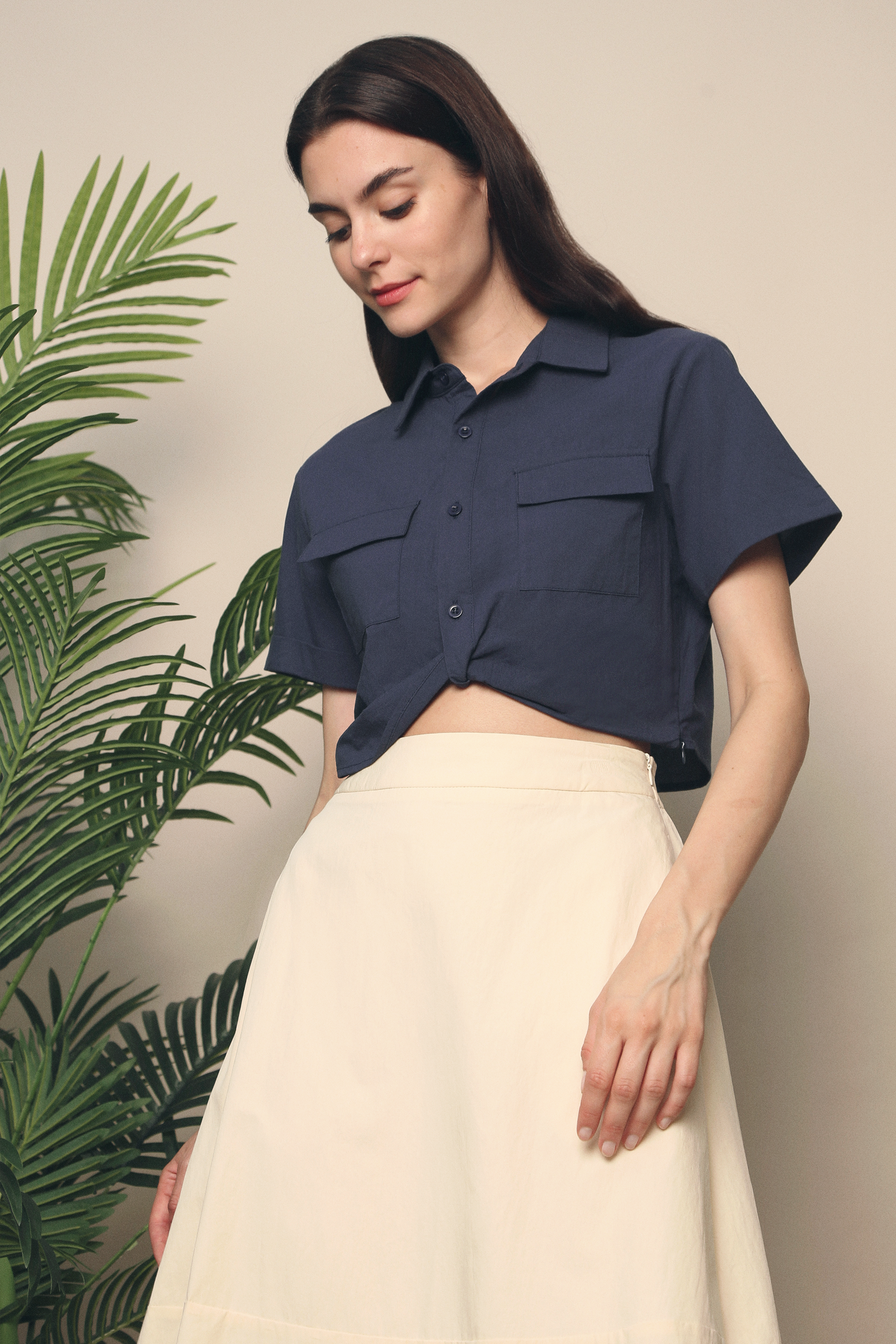 Ingrid Cropped Shirt Navy