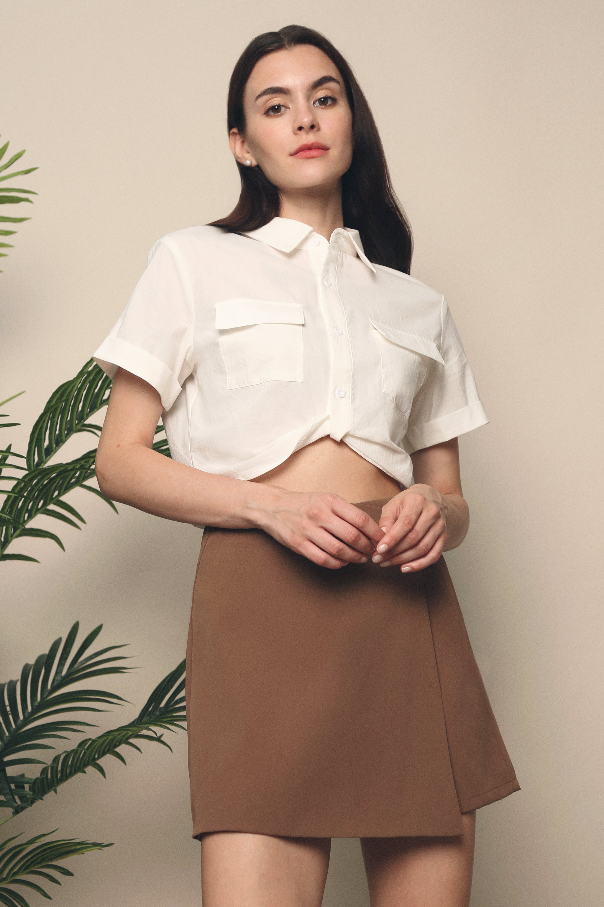 Ingrid Cropped Shirt White