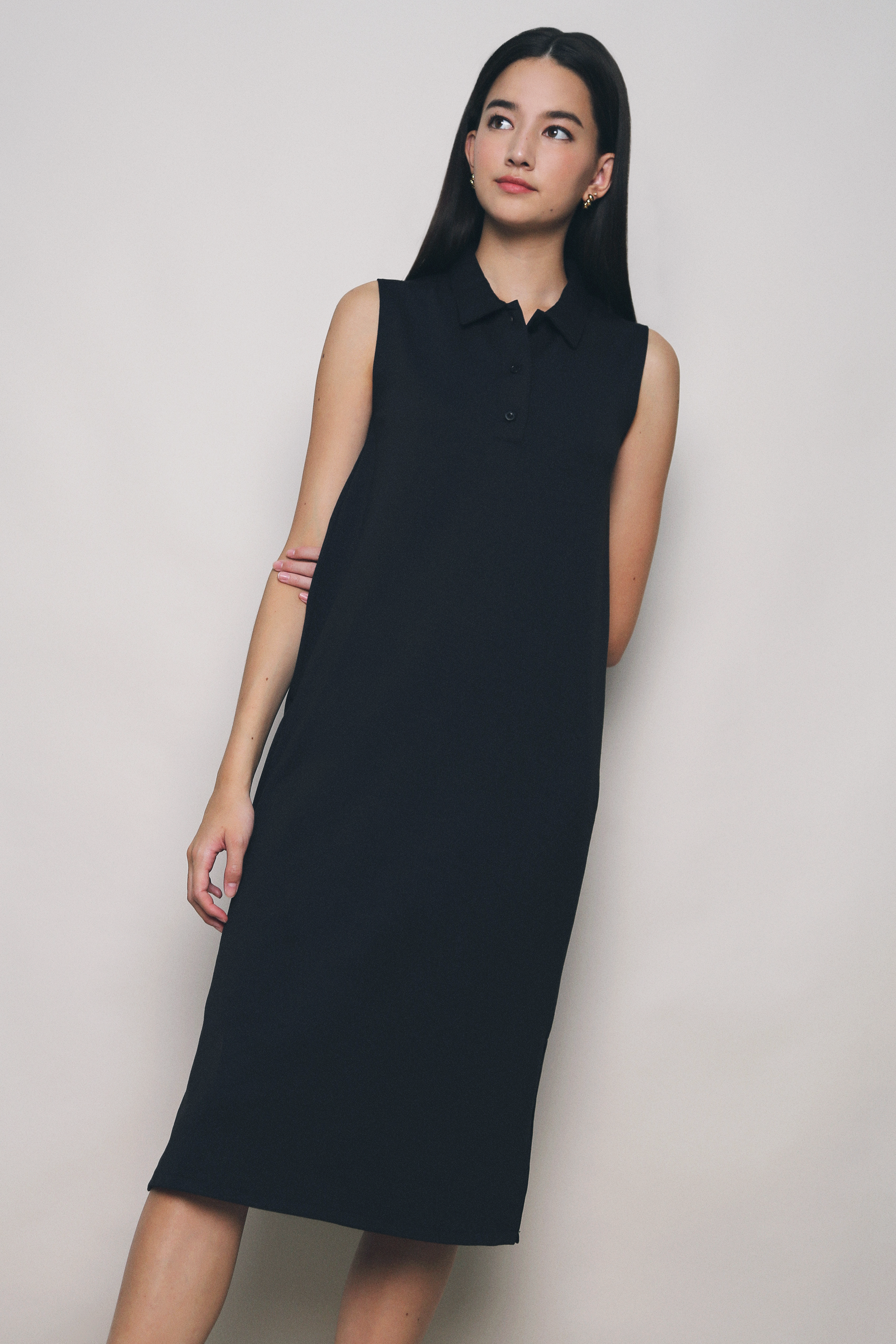 Isla Polo Midi Dress Black (Restock)