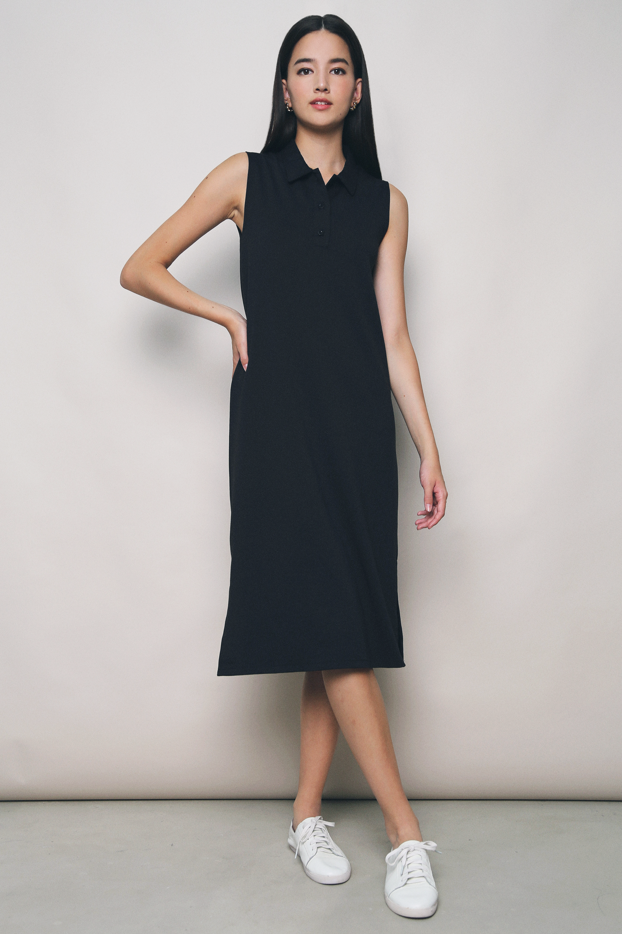 Isla Polo Midi Dress Black (Restock)