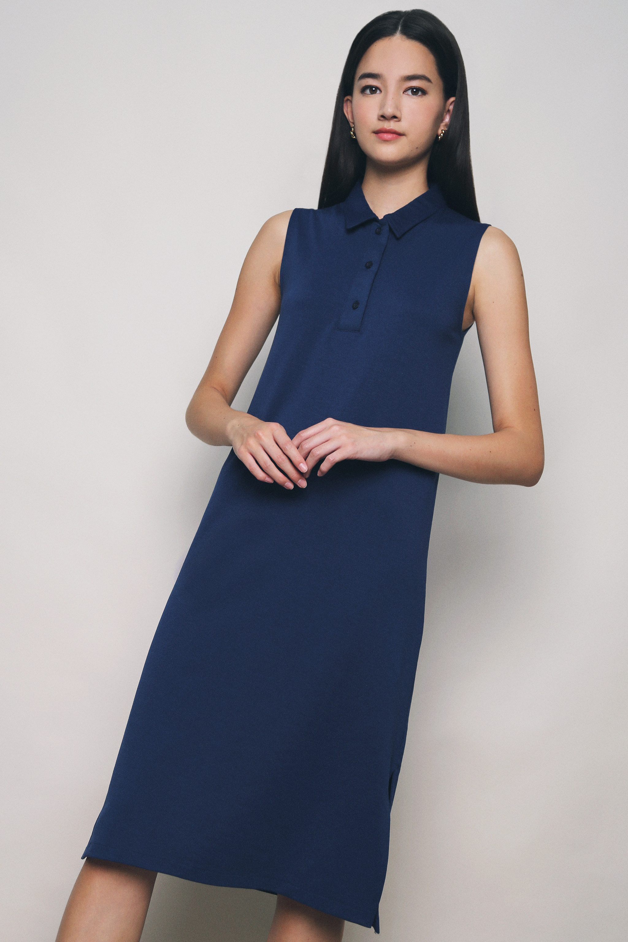 Isla Polo Midi Dress Navy (Restock)