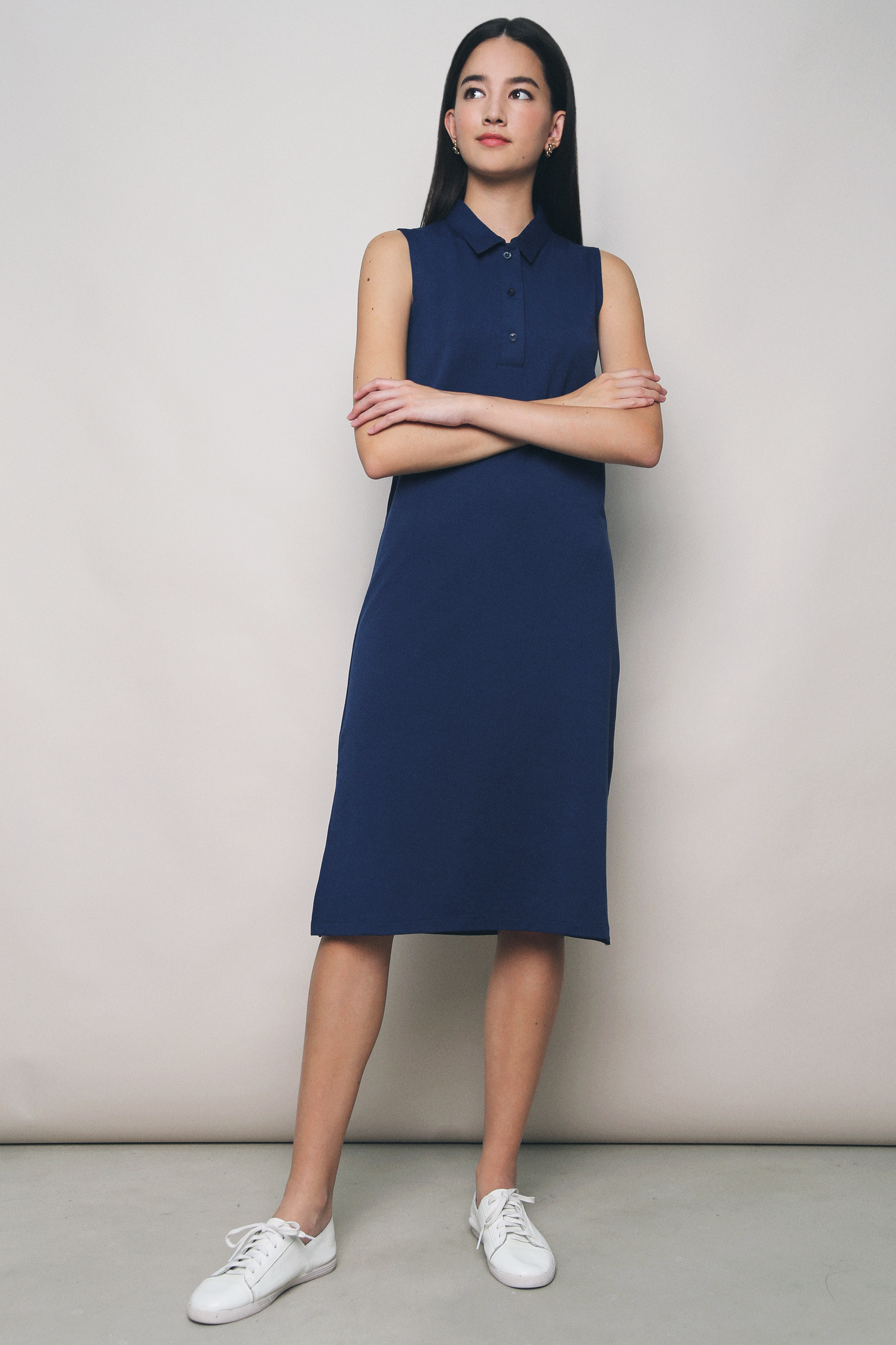 Isla Polo Midi Dress Navy (Restock)