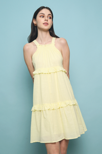 Issey Tier Babydoll Dress Yellow