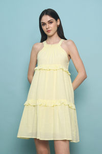 Issey Tier Babydoll Dress Yellow