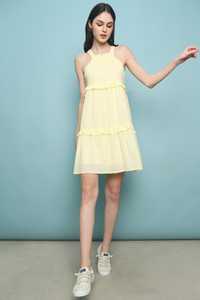 Issey Tier Babydoll Dress Yellow