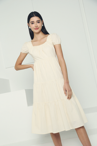 Izzie Tiered Midi Dress Malt (Restock)