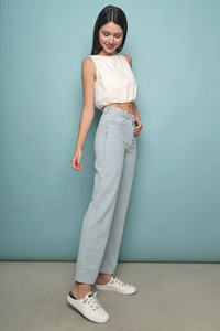 Kissa Basic Sleeveless Cropped Top White