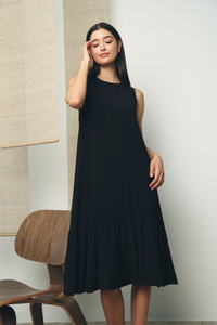 Konni Peplum Midi Dress Black (Restock)