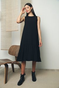 Konni Peplum Midi Dress Black (Restock)