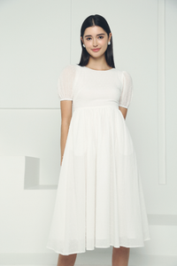 Lovis Scoop Back Midi Dress White