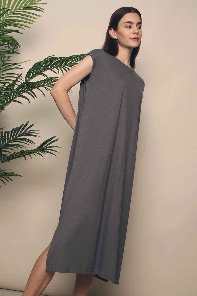 Luka Muscle Tank Midi Dress Grey