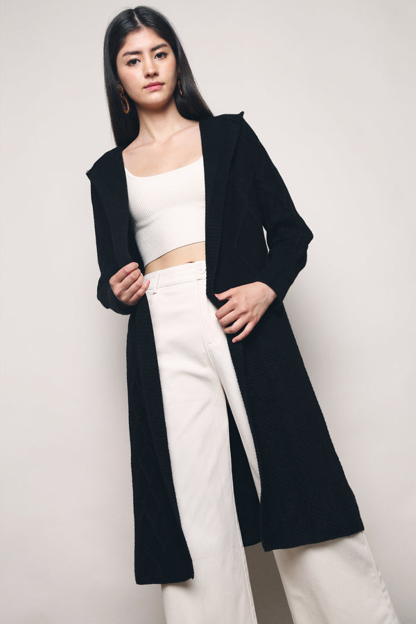 Bonds Hooded Long Knit Cardigan Black (Restock)