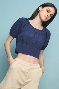 Maison Long Cropped Top Navy