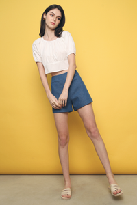 Maison Long Cropped Top White