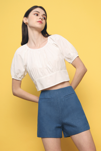 Maison Long Cropped Top White