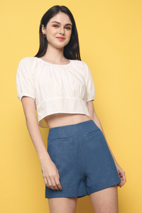 Maison Long Cropped Top White