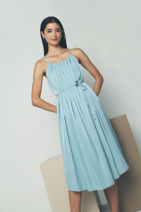 Mira Pleat Midi Dress Teal
