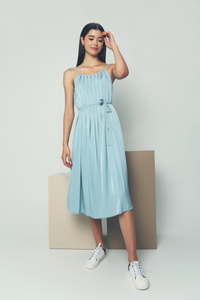 Mira Pleat Midi Dress Teal