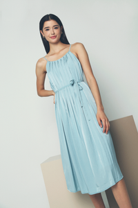 Mira Pleat Midi Dress Teal