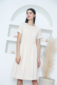 Nelrose Waisted Linen Dress Malt