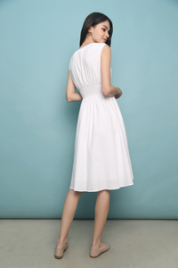 Paolo Smock Waist Midi Dress White (Restock)