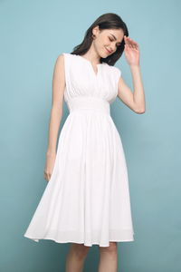 Paolo Smock Waist Midi Dress White (Restock)