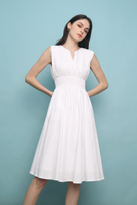 Paolo Smock Waist Midi Dress White (Restock)