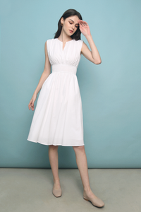 Paolo Smock Waist Midi Dress White (Restock)