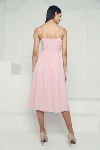 Penne Floral Evelet Midi Dress Pink
