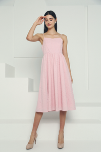 Penne Floral Evelet Midi Dress Pink
