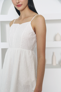 Penne Floral Eyelet Midi Dress White