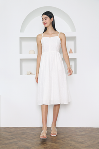 Penne Floral Eyelet Midi Dress White