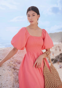 Tezza Linen Maxi Dress Pink (Restock)
