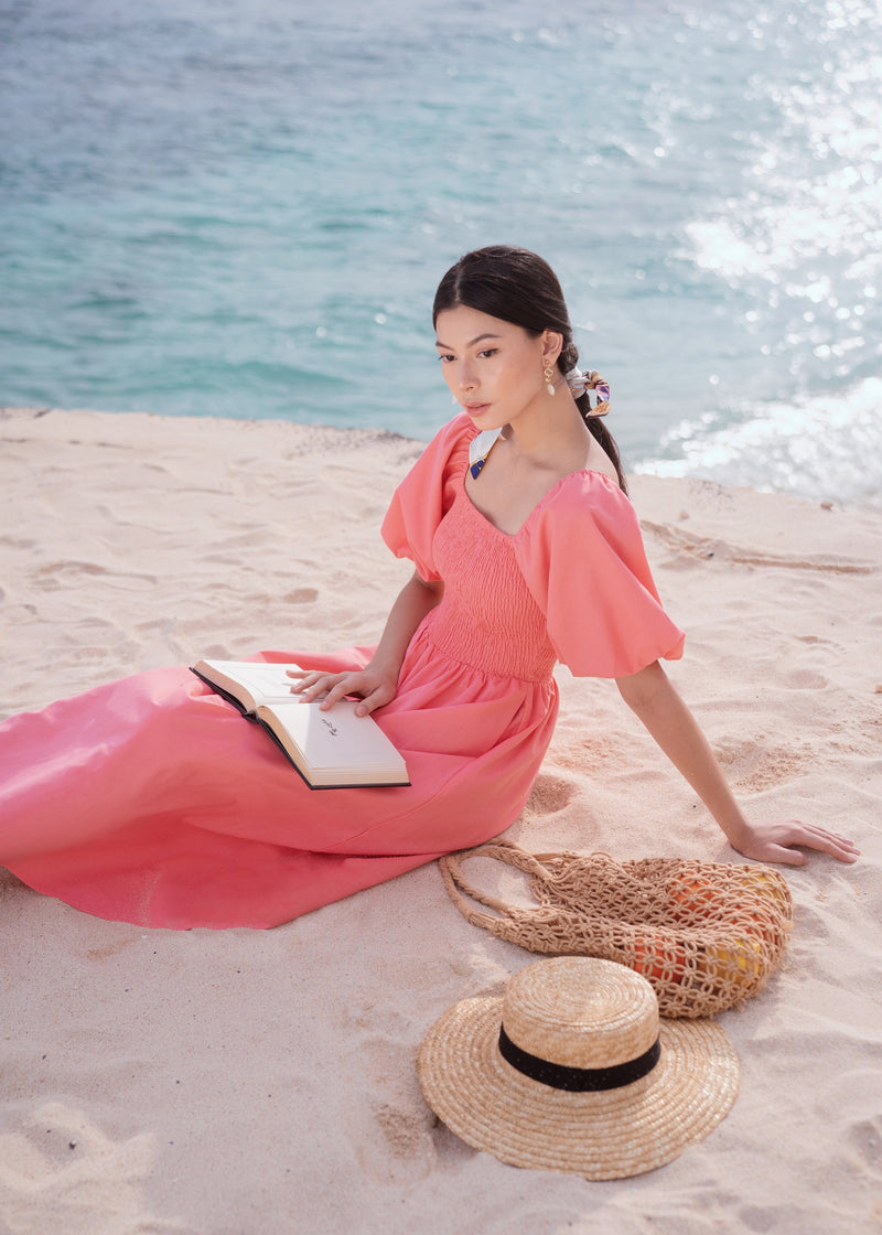 Tezza Linen Maxi Dress Pink (Restock)