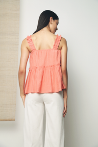 Rollie Textured Babydoll Top Coral