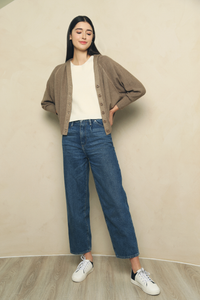 Terry Hooded Knit Cardigan Brown (Restock)