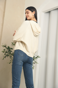 Terry Hooded Knit Cardigan Cream (Restock)