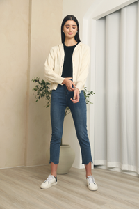 Terry Hooded Knit Cardigan Cream (Restock)