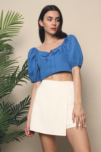 Tinna Sweetheart Cropped Top Blue