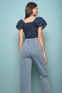 Tippling Flutter Cropped Top Navy