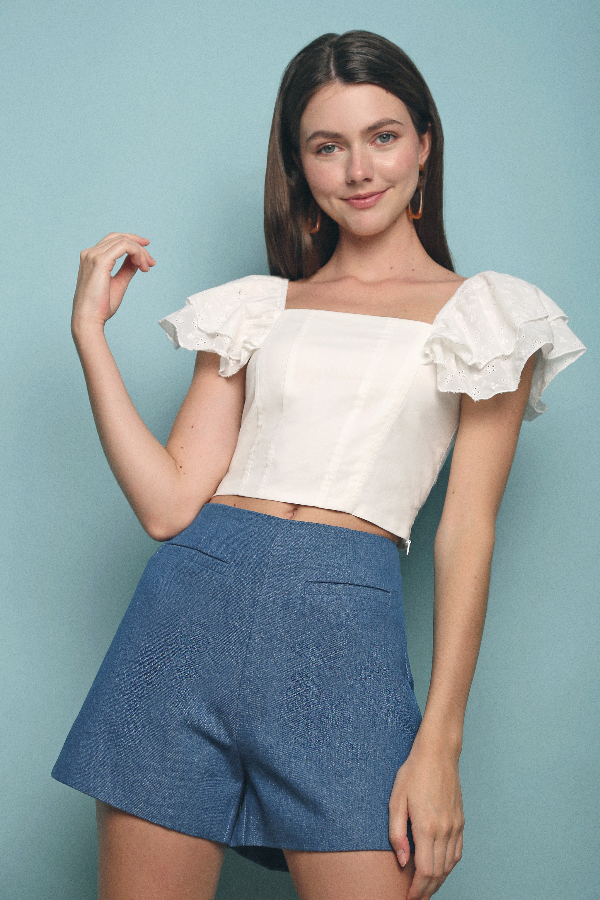 Tippling Flutter Cropped Top White