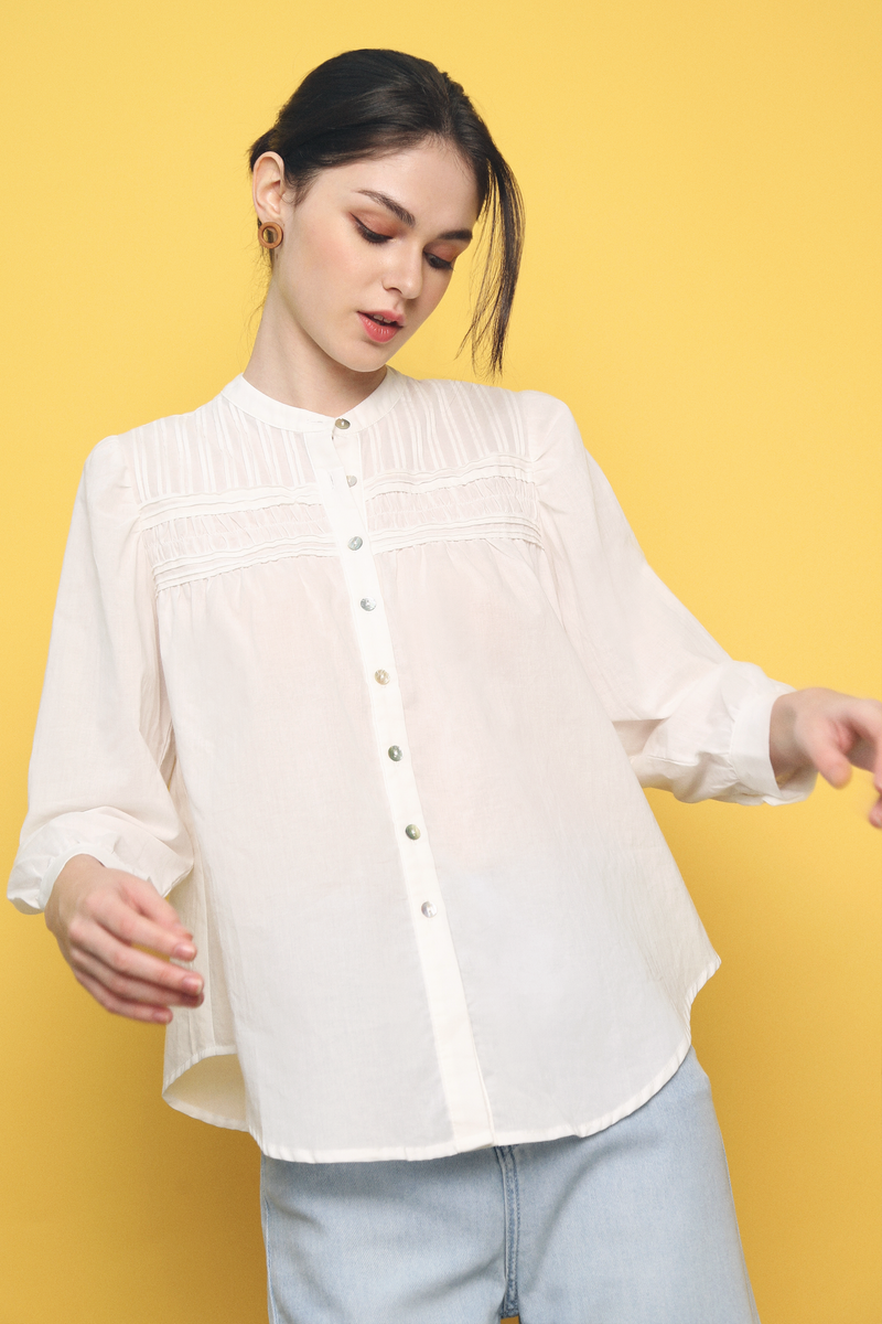 Valentino Pleat Shirt White