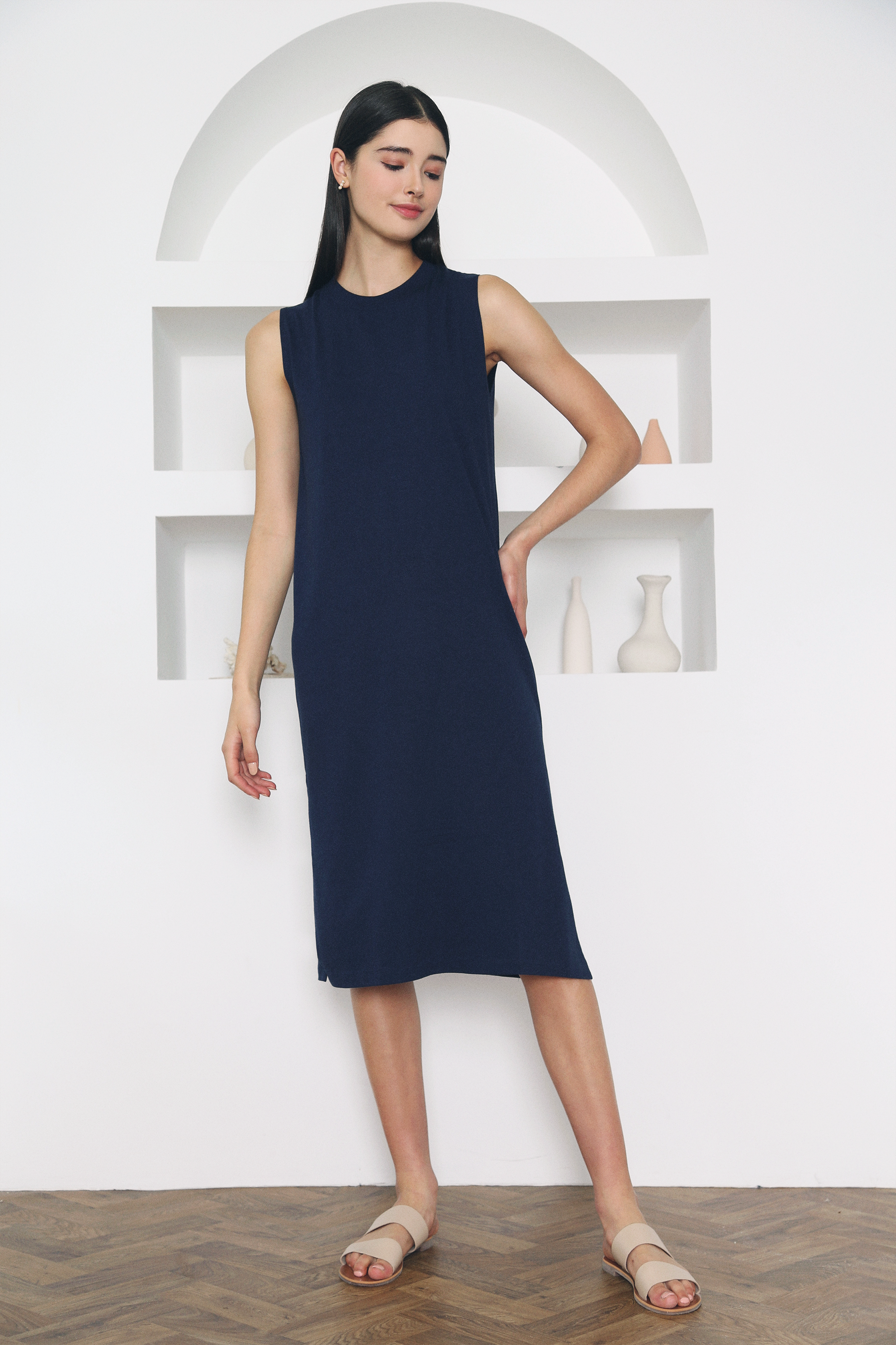 Via Muscle Tee Dress Navy