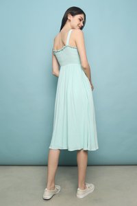 Vion Smocked Babydoll Dress Sage